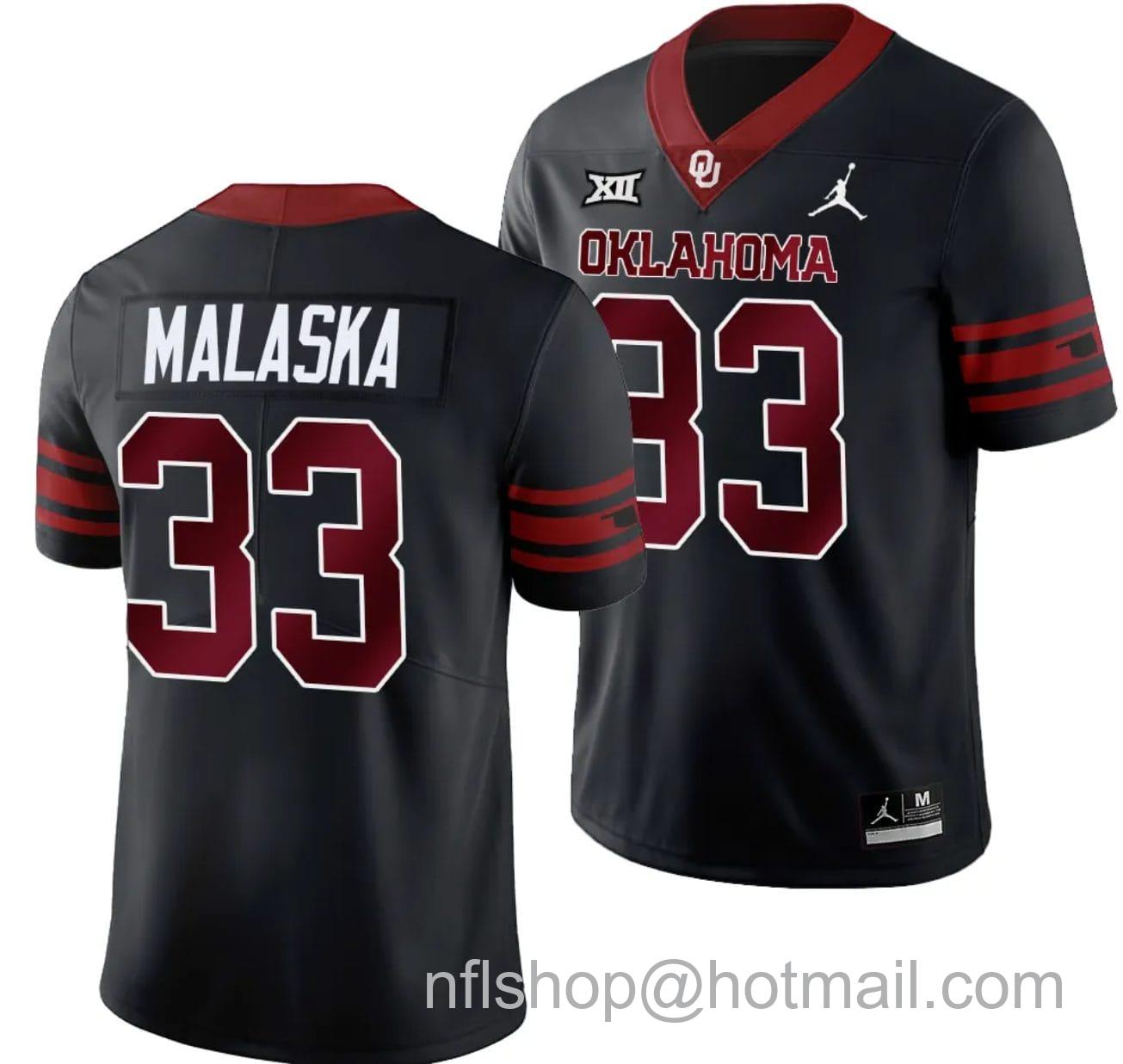 Men's Jordan Brand Jocelyn Malaska Jersey #33 Oklahoma Sooners 2024 College Football Black