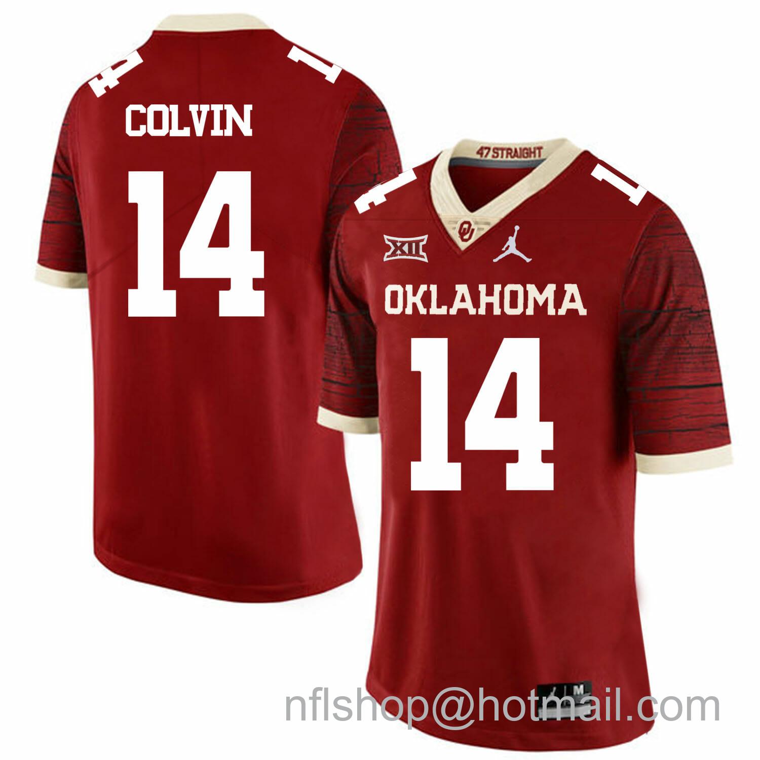 Men's Jordan Brand Oklahoma Sooners #14 Aaron Colvin Football Jersey Chai Pattern Dark Red