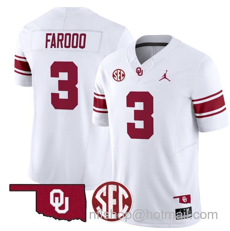 Men's Jordan Brand Jalil Farooq Jersey #3 Oklahoma Sooners Football Throwback Vapor Limited Stitched White