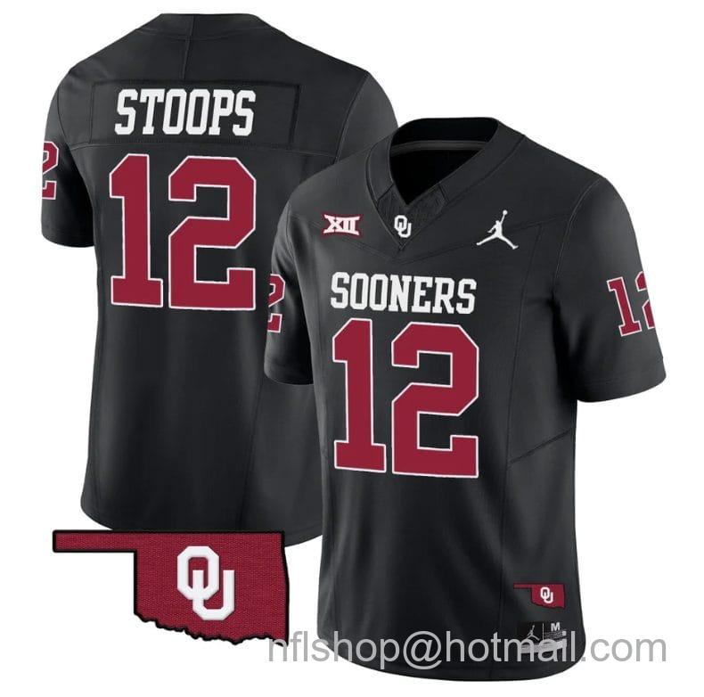 Men's Jordan Brand Drake Stoops Jersey #12 Oklahoma Sooners Vapor Limited College Football Stitched Black