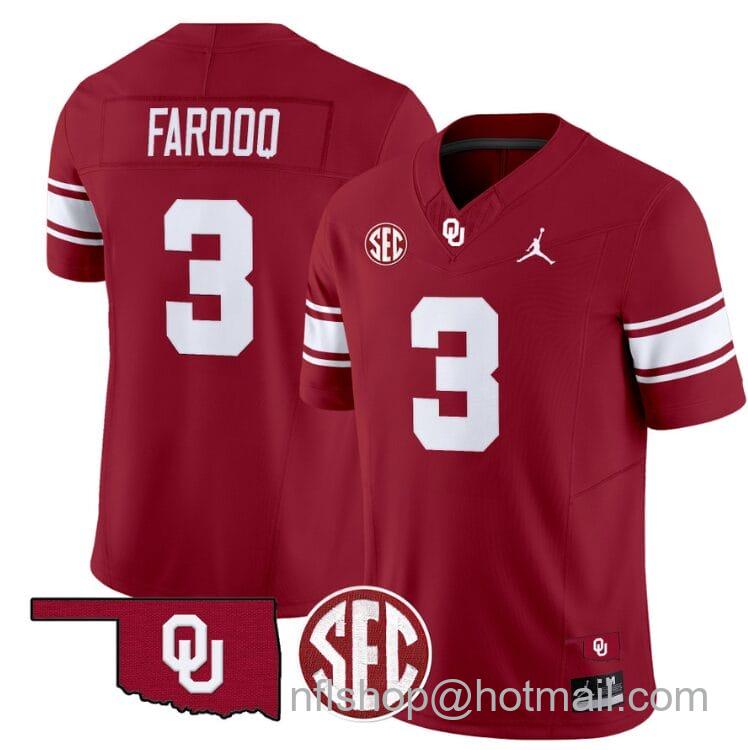 Men's Jordan Brand Jalil Farooq Jersey #3 Oklahoma Sooners Football Throwback Vapor Limited Stitched Crimson