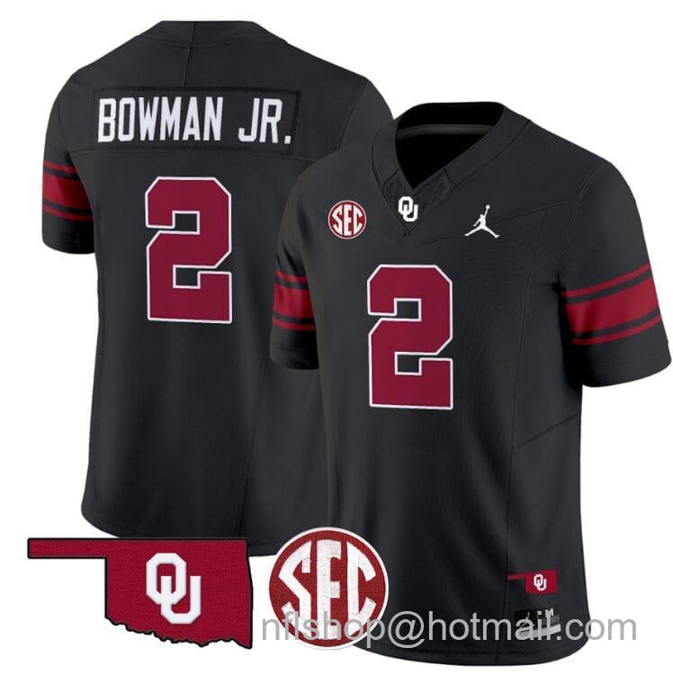 Men's Jordan Brand Billy Bowman Jr Jersey #2 Oklahoma Sooners Football Throwback Vapor Limited Stitched Black