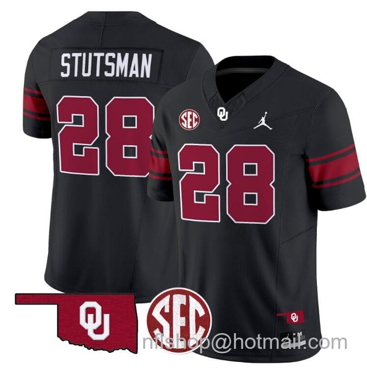 Men's Jordan Brand Danny Stutsman Jersey #28 Oklahoma Sooners Football Throwback Vapor Limited Stitched Black