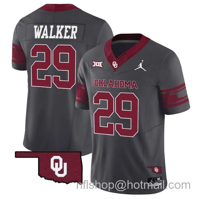 Men's Jordan Brand Tawee Walker Jersey #29 Oklahoma Sooners Vapor Limited College Football Stitched Anthracite