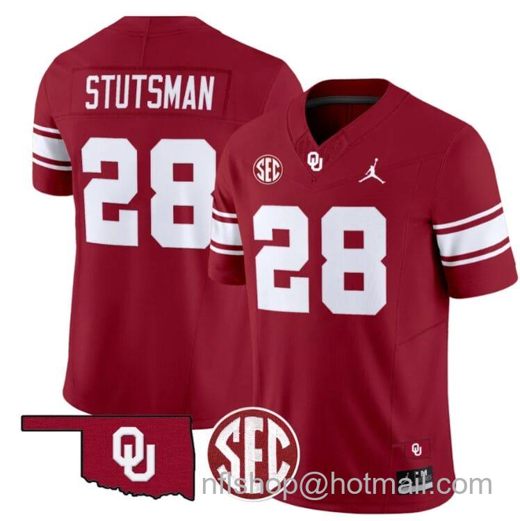 Men's Jordan Brand Danny Stutsman Jersey #28 Oklahoma Sooners Football Throwback Vapor Limited Stitched Crimson