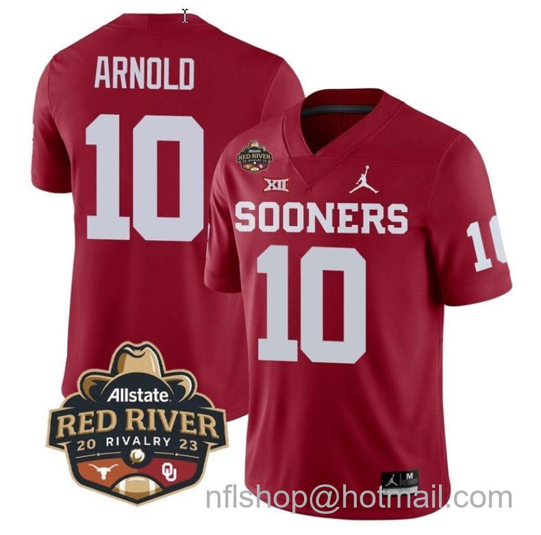 Men's Jordan Brand Jackson Arnold Jersey #10 Oklahoma Sooners Allstate Red River Rivalry College Football Stitched Red