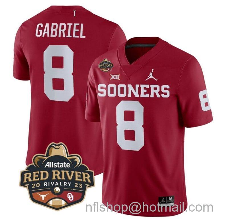 Men's Jordan Brand Dillon Gabriel Jersey #8 Oklahoma Sooners Allstate Red River Rivalry College Football Stitched Red