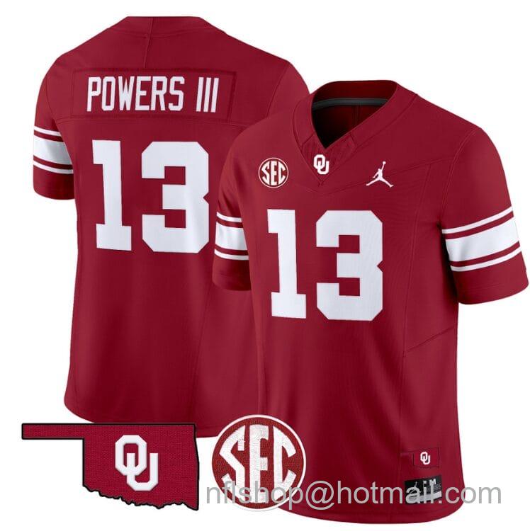 Men's Jordan Brand Reggie Powers III Jersey #13 Oklahoma Sooners Football Throwback Vapor Limited Stitched Crimson