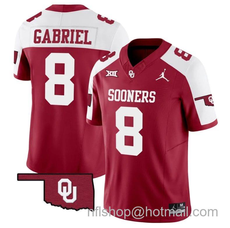 Men's Jordan Brand Dillon Gabriel Jersey #8 Oklahoma Sooners Vapor Limited College Football Stitched Alternate