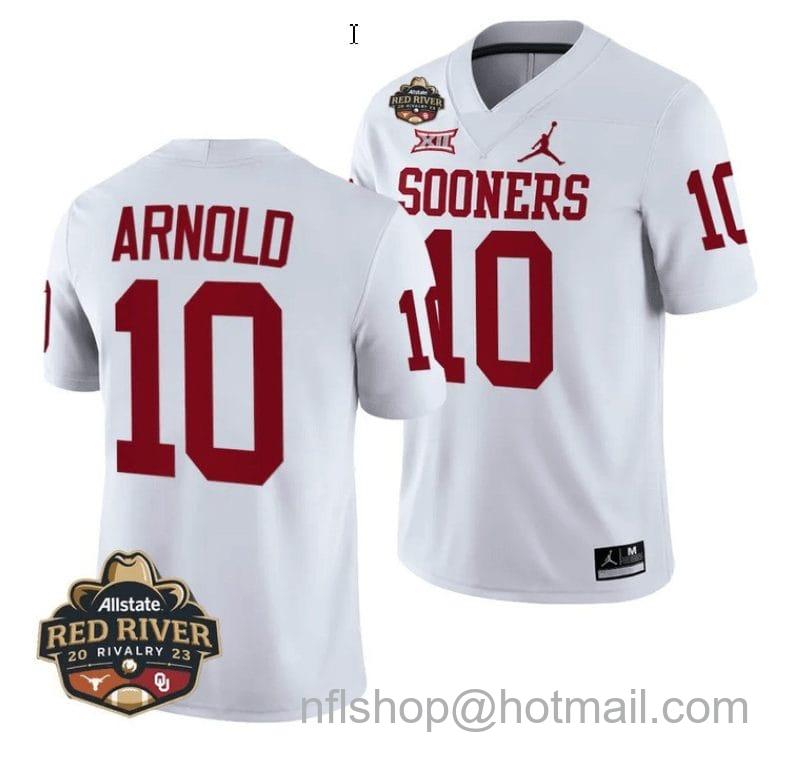 Men's Jordan Brand Jackson Arnold Jersey #10 Oklahoma Sooners Allstate Red River Rivalry College Football Stitched White