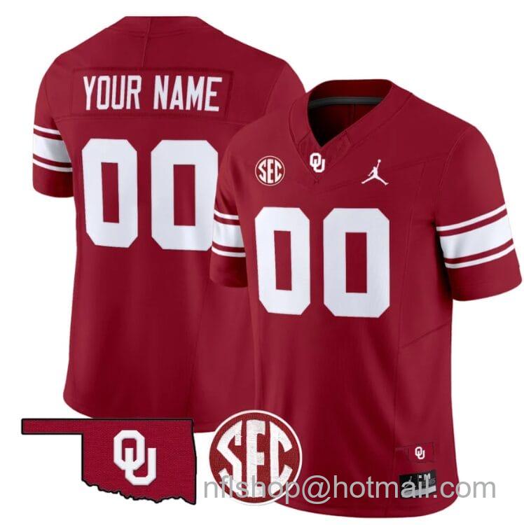 Men's Jordan Brand Custom Oklahoma Sooners Jersey Name and Number Football Throwback Vapor Limited Stitched Crimson