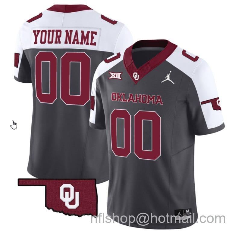 Men's Jordan Brand Custom Oklahoma Sooners Jersey Name and Number Vapor Limited College Football Stitched Special Anthracite