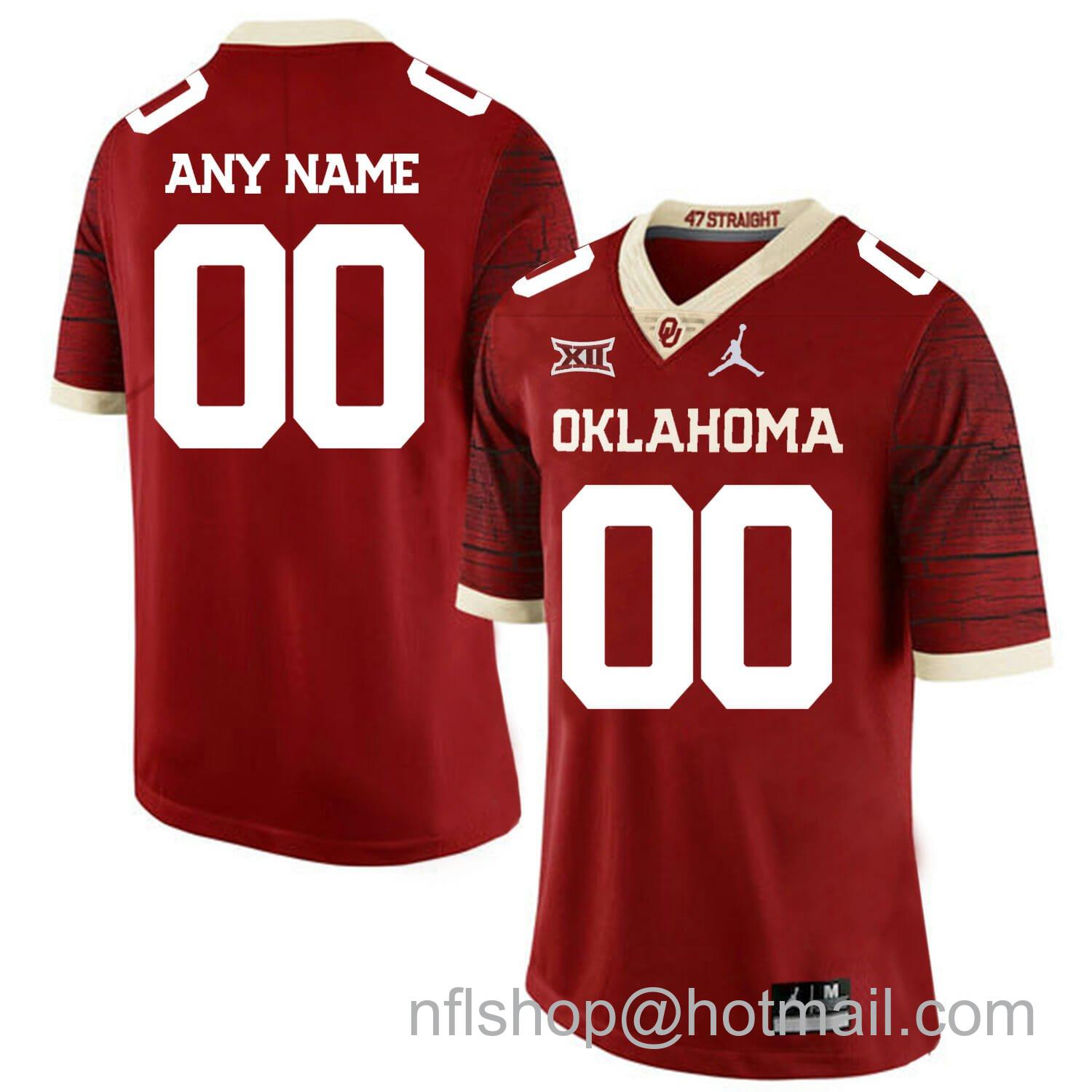 Men's Jordan Brand Custom Oklahoma Sooners Jersey Name Number Football Red