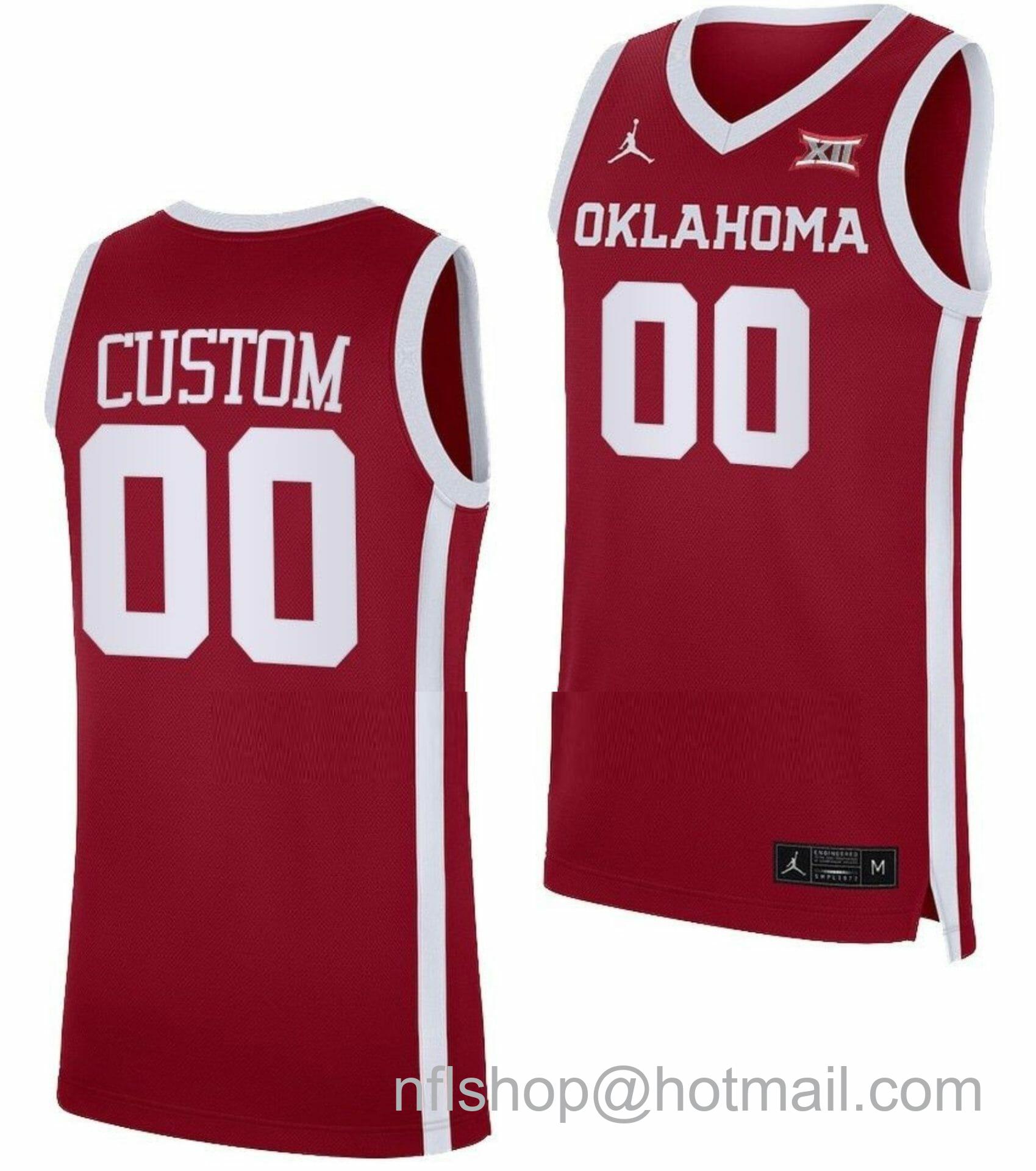 Men's Jordan Brand Custom Oklahoma Sooners Jersey Name and Number College Basketball Away Crimson