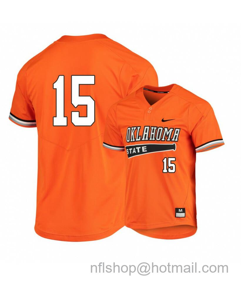 Men's Nike Oklahoma State Cowboys 15 Cade Cabbiness Orange Elite Baseball Jersey