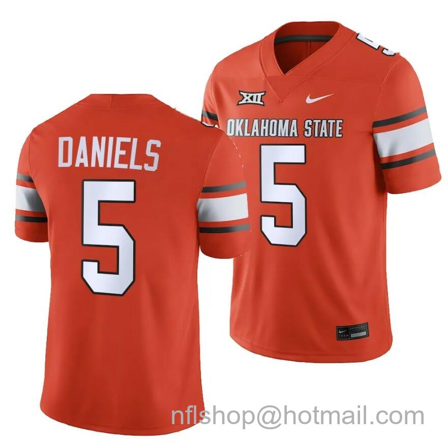 Men's Nike Oklahoma State Cowboys Kendal Daniels Jersey #5 College Football 2023 Game Orange