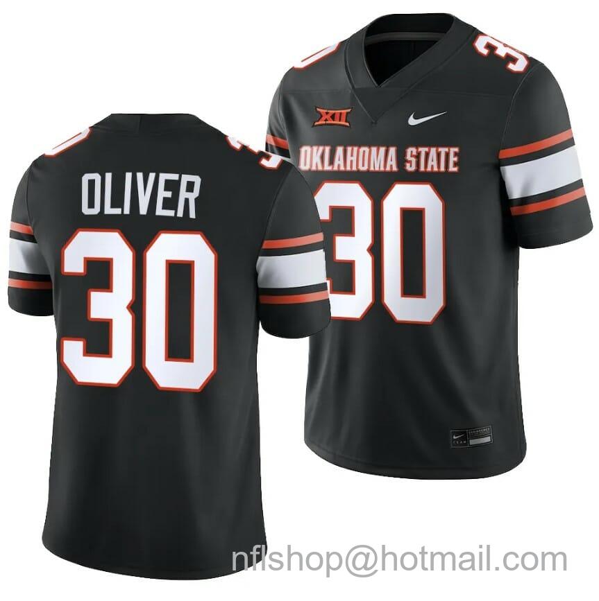 Men's Nike Oklahoma State Cowboys Collin Oliver Jersey #30 College Football 2023 Game Black