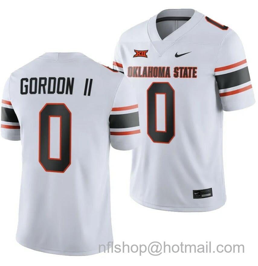 Men's Nike Oklahoma State Cowboys Ollie Gordon II Jersey #0 College Football 2023 Game White