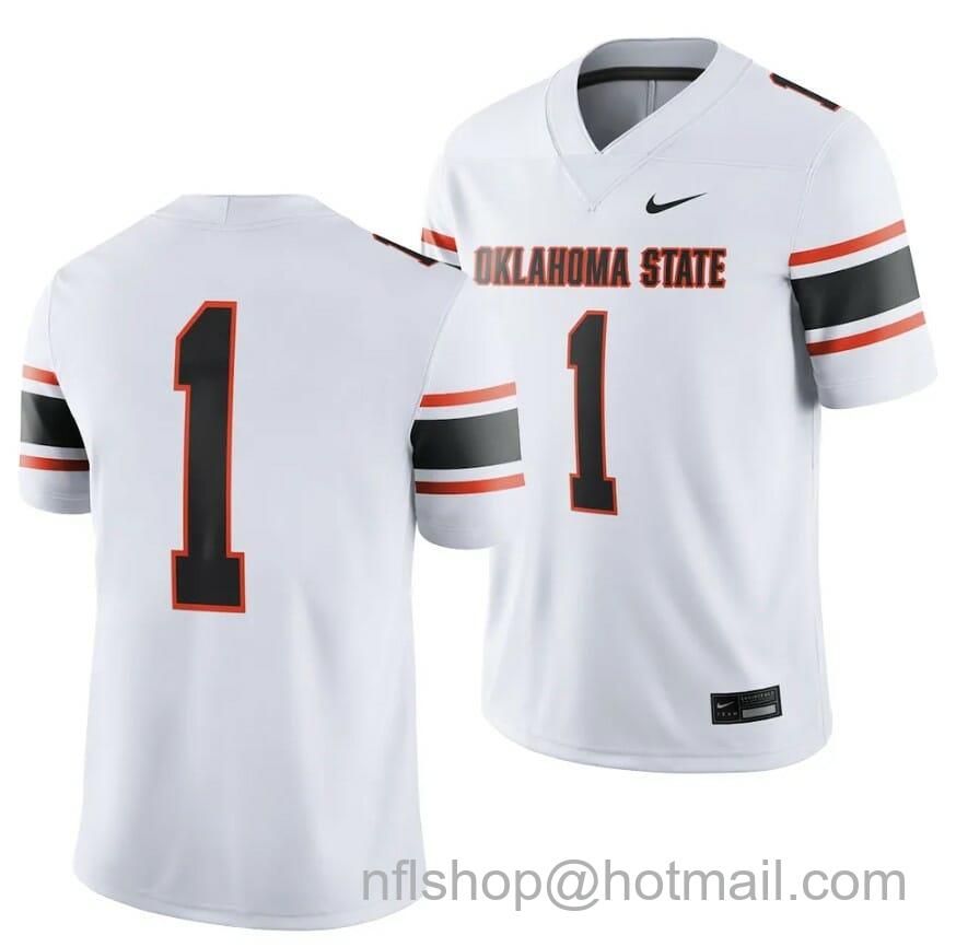 Men's Nike Oklahoma State Cowboys Jersey #1 College Football 2023 Game White