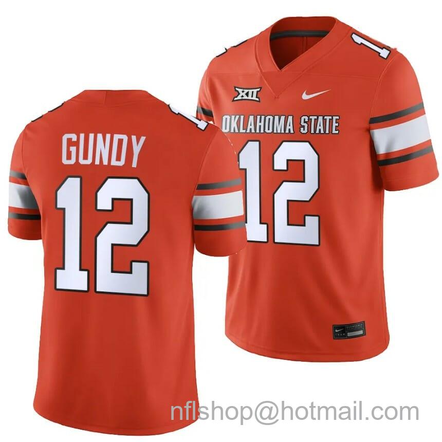 Men's Nike Oklahoma State Cowboys Gunnar Gundy Jersey #12 College Football 2023 Game Orange