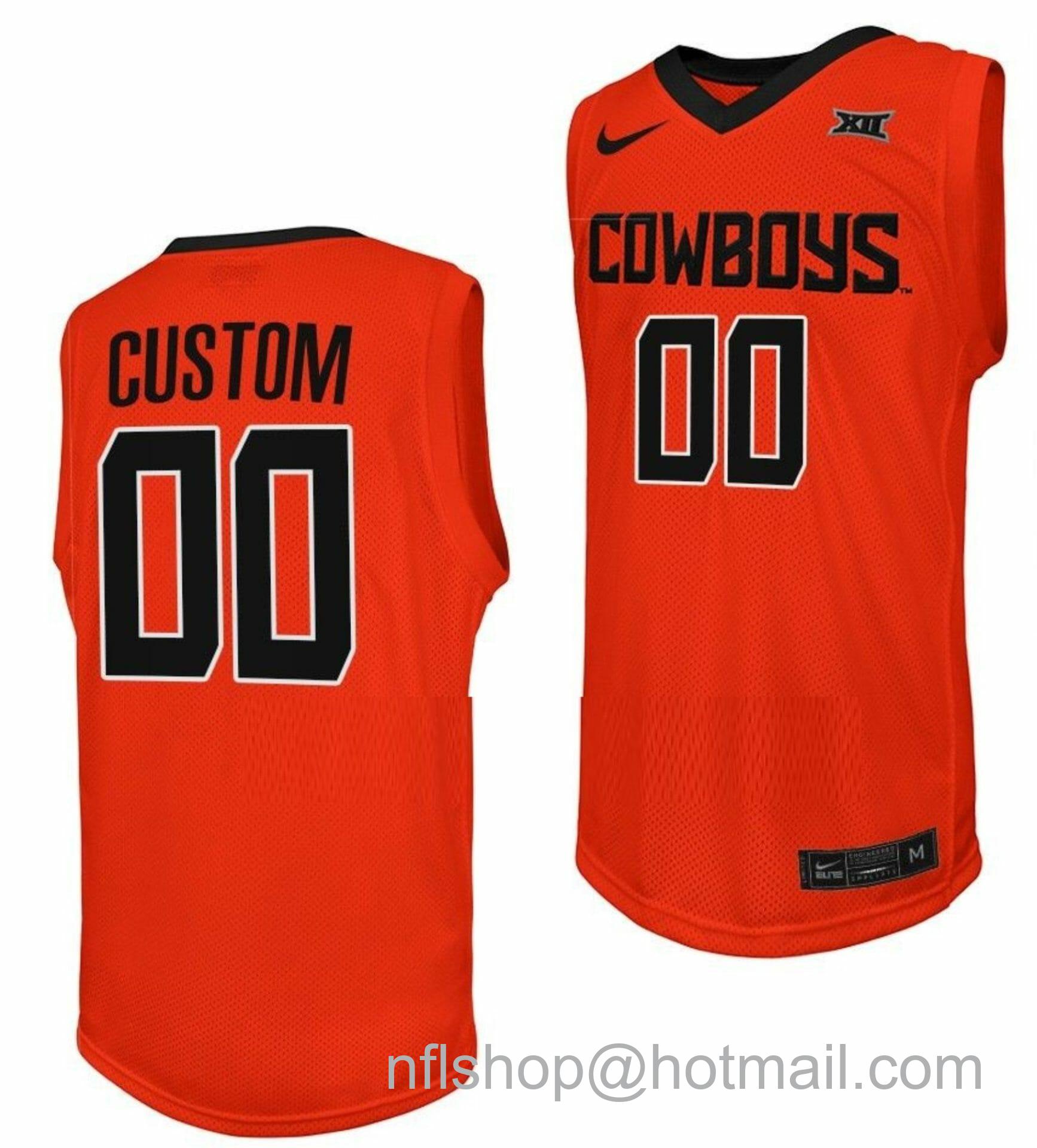 Men's Nike Custom Oklahoma State Cowboys Jersey Name and Number College Basketball Orange