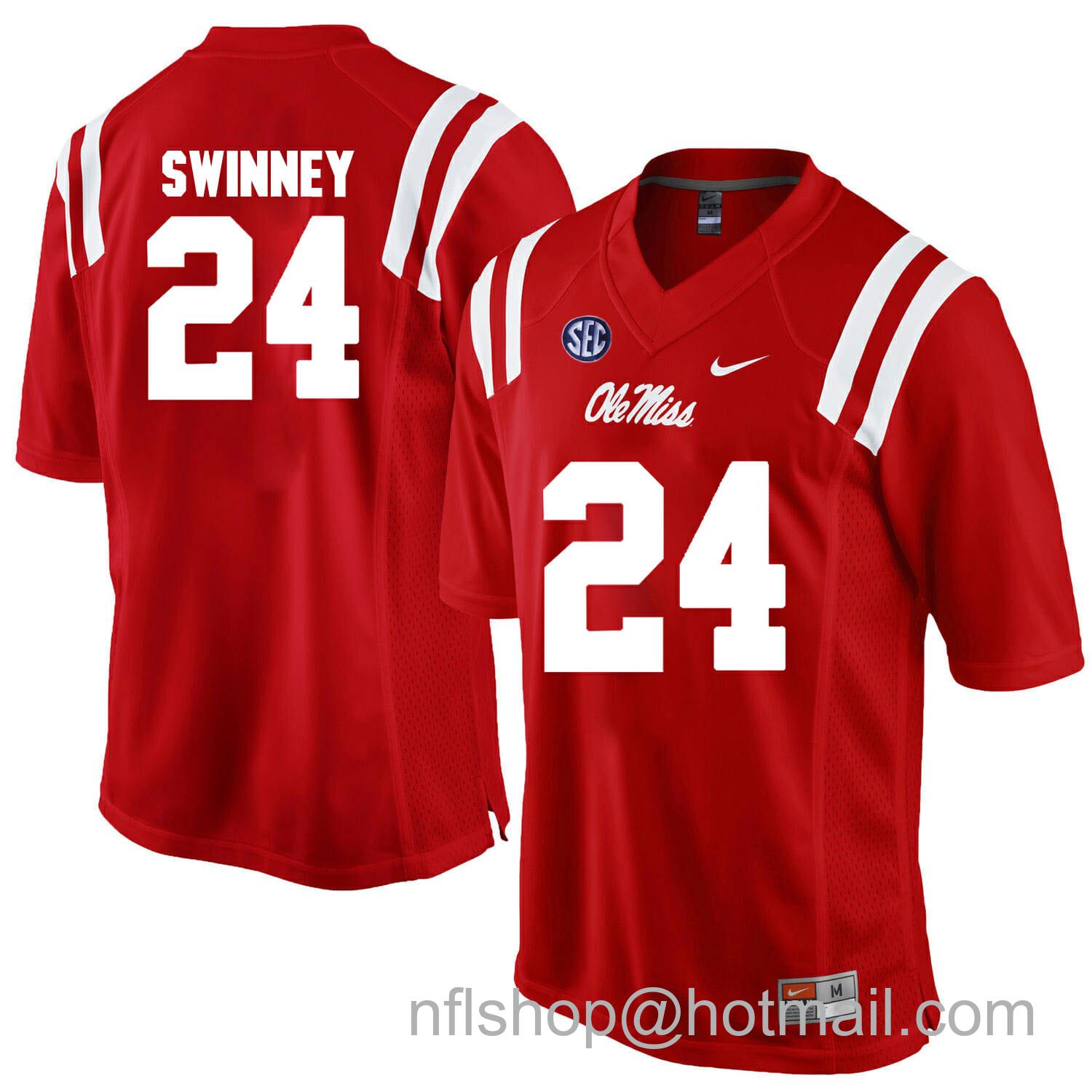 Men's Nike Ole Miss Rebels #24 Eric Swinney NCAA College Football Jersey Red