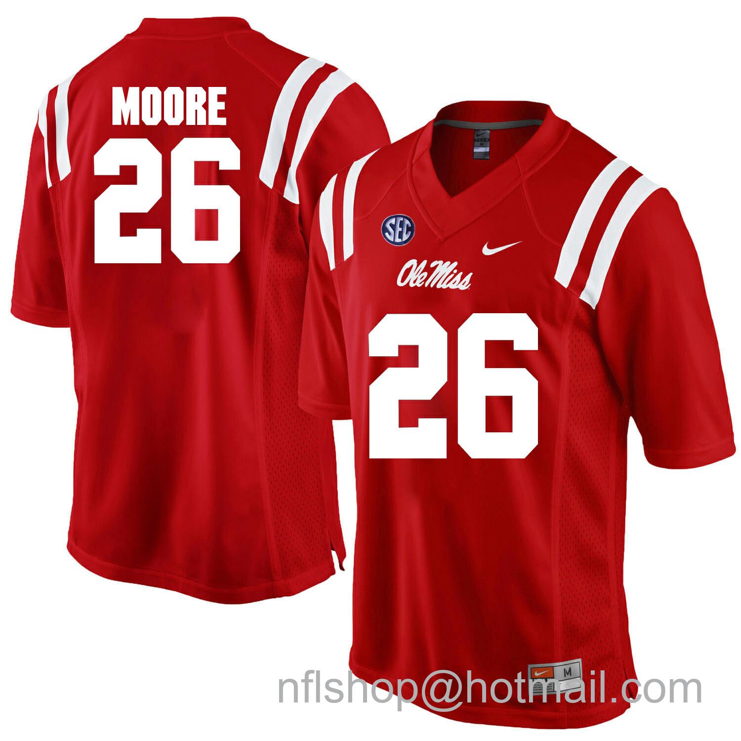 Men's Nike Ole Miss Rebels #26 C.J. Moore NCAA College Football Jersey Red