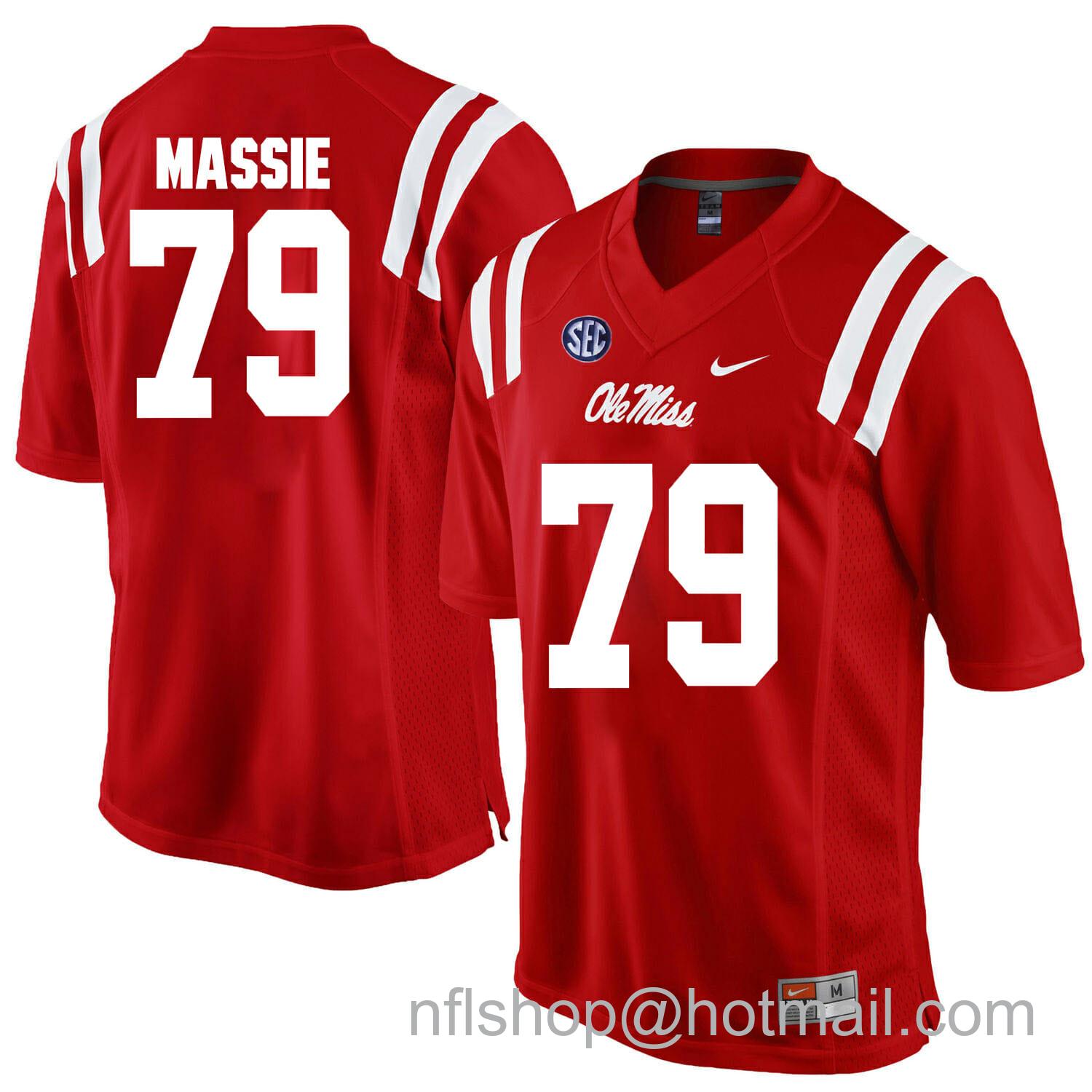 Men's Nike Ole Miss Rebels #79 Bobby Massie NCAA College Football Jersey Red