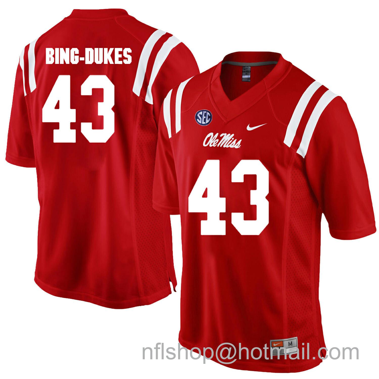 Men's Nike Ole Miss Rebels #43 Detric Bing Dukes College Football Jersey Red