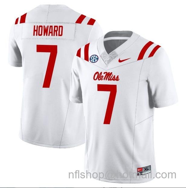 Men's Nike Walker Howard Jersey #7 Ole Miss Rebels Football All Stitched White