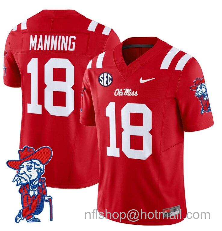 Men's Nike Archie Manning Jersey #18 Ole Miss Rebels Vapor Limited College Football Stitched Red