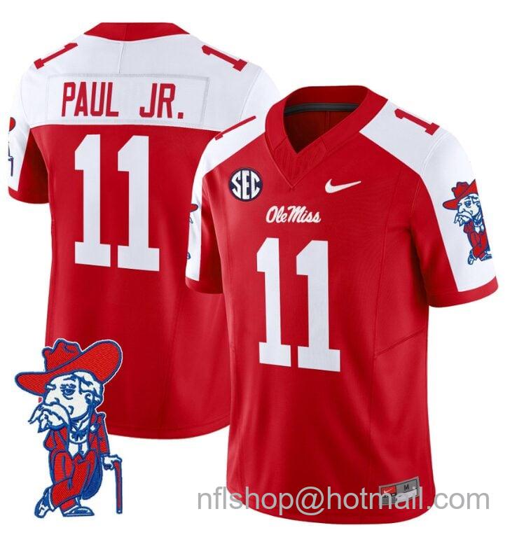 Men's Nike Chris Paul Jr Jersey #11 Ole Miss Rebels Vapor Limited College Football Stitched Red Alternate