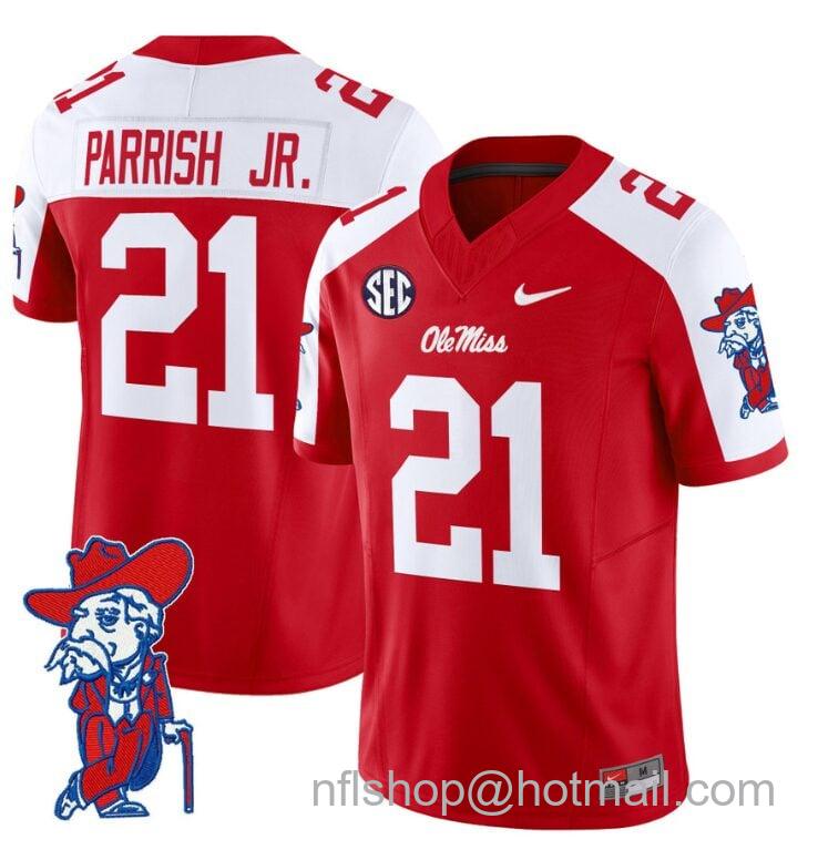 Men's Nike Henry Parrish Jr Jersey #21 Ole Miss Rebels Vapor Limited College Football Stitched Red Alternate