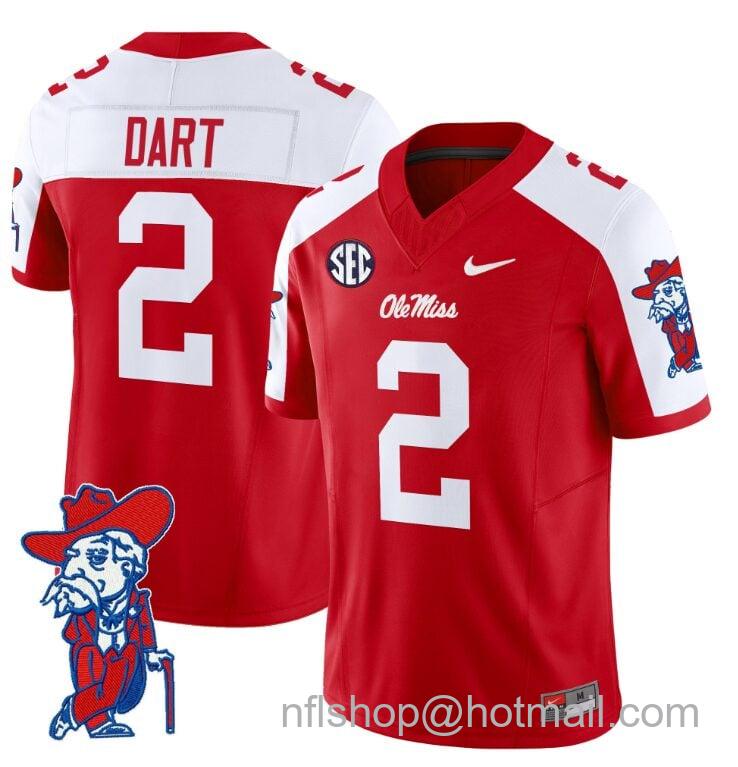 Men's Nike Jaxson Dart Jersey #2 Ole Miss Rebels Vapor Limited College Football Stitched Red Alternate