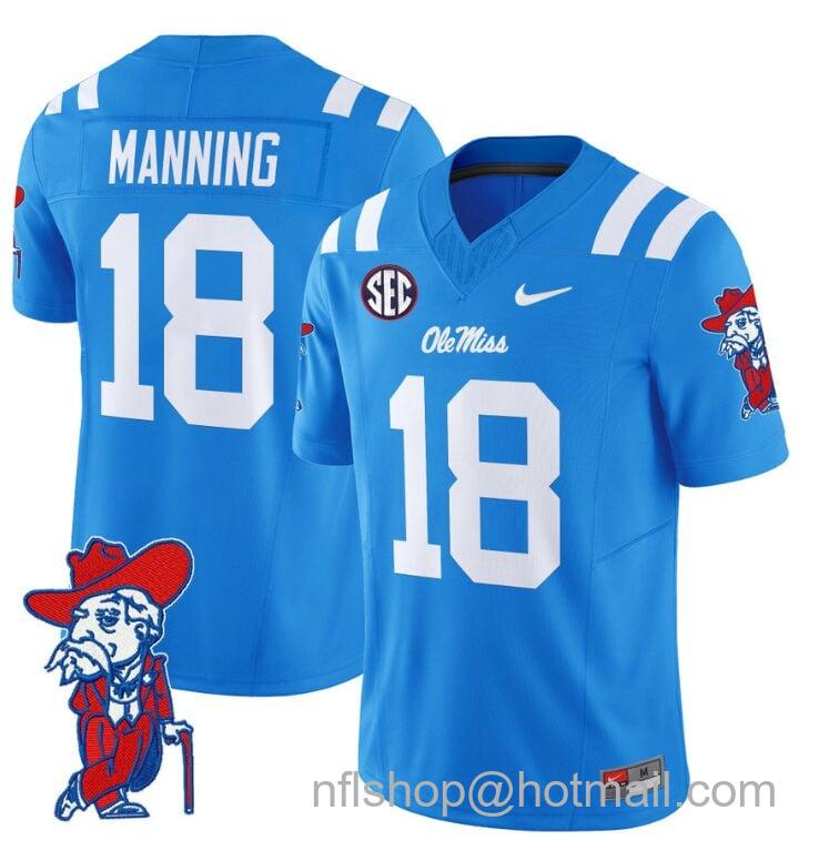 Men's Nike Archie Manning Jersey #18 Ole Miss Rebels Vapor Limited College Football Stitched Powder Blue