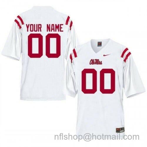 Men's Nike Custom Ole Miss Rebels Football Jersey Name Number NCAA White