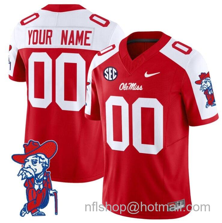 Men's Nike Custom Ole Miss Rebels Jersey Name and Number Vapor Limited College Football Stitched Red Alternate