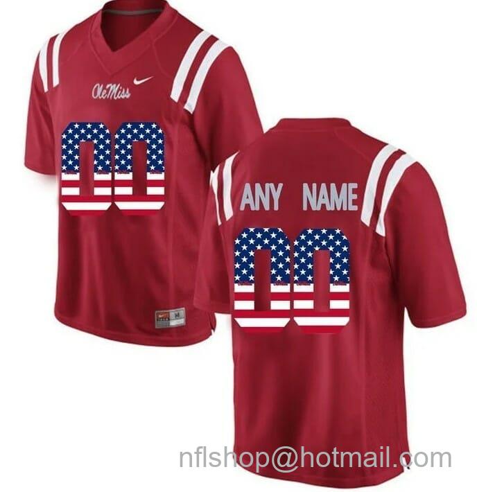 Men's Nike Custom Ole Miss Rebels Jersey College Football Limited Jersey Red