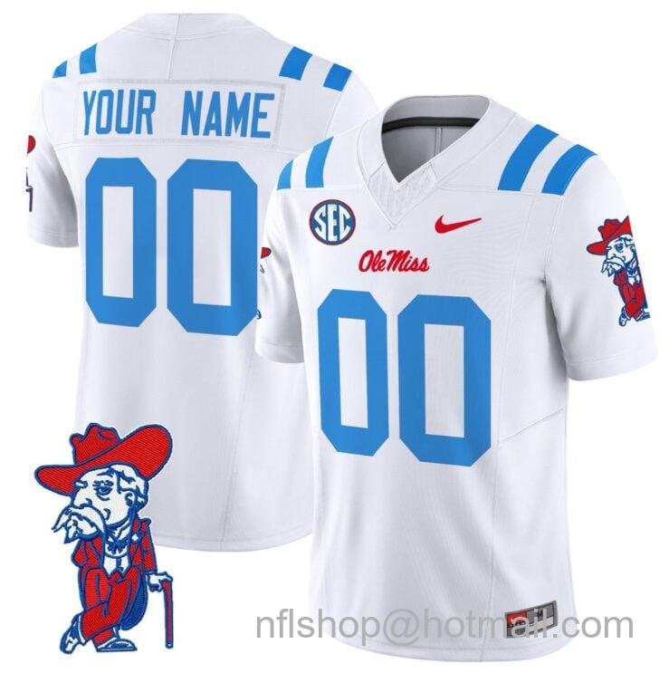 Men's Nike Custom Ole Miss Rebels Jersey Name and Number Vapor Limited College Football Stitched 2024 White