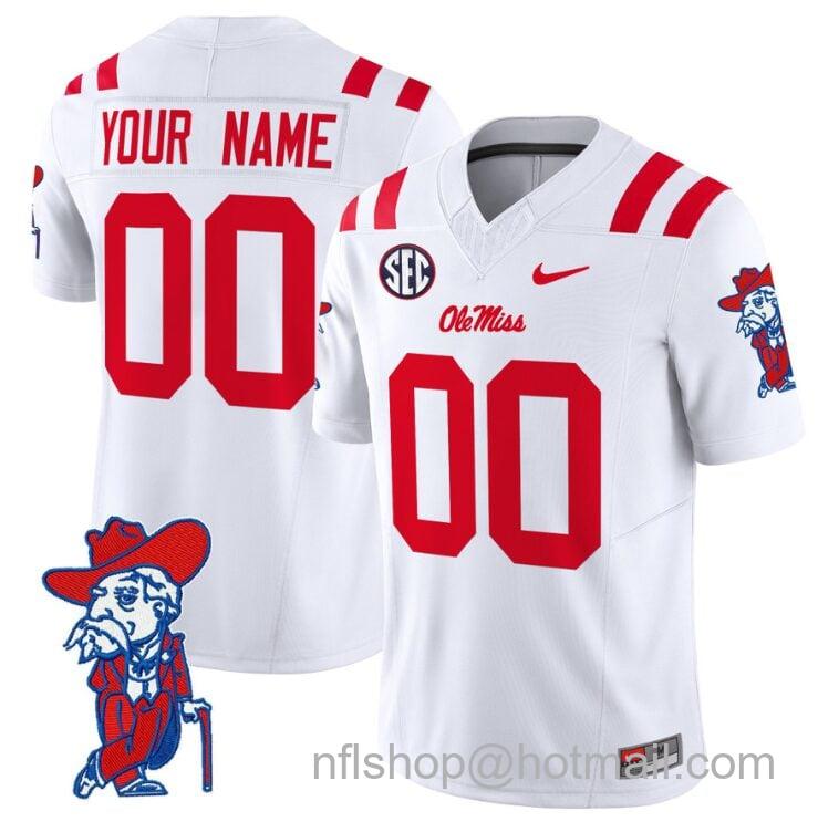 Men's Nike Custom Ole Miss Rebels Jersey Name and Number Vapor Limited College Football Stitched White