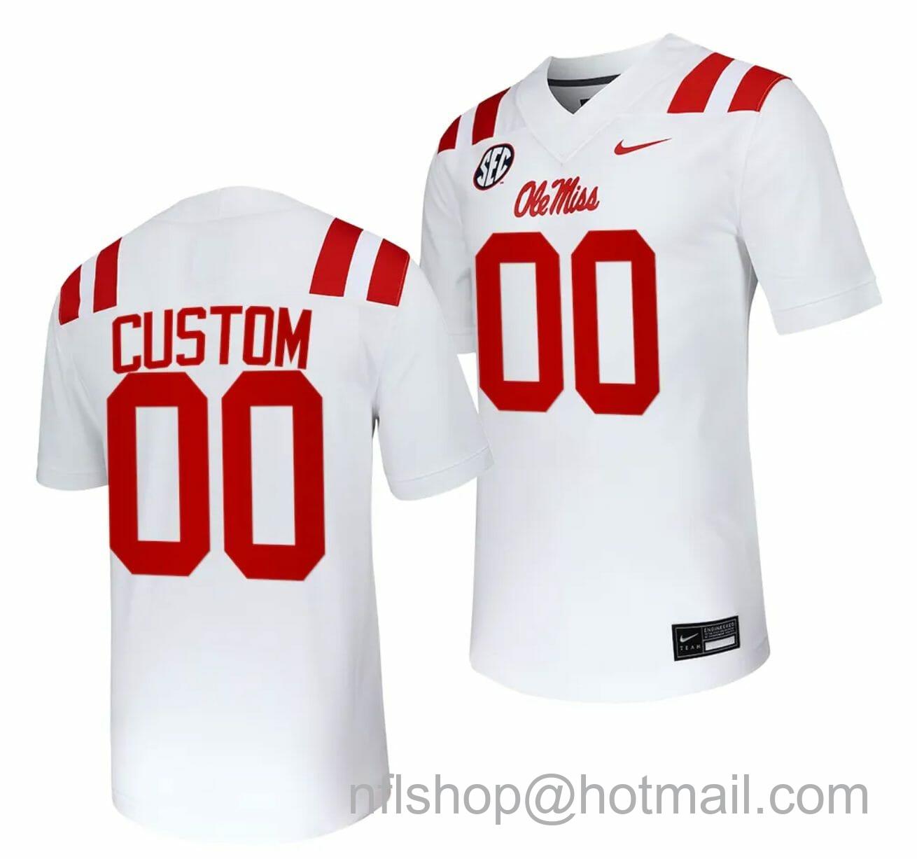 Men's Nike Custom Ole Miss Rebels Jersey Name and Number Untouchable College Football 2023 White