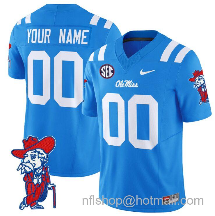 Men's Nike Custom Ole Miss Rebels Jersey Name and Number Vapor Limited College Football Stitched Powder Blue