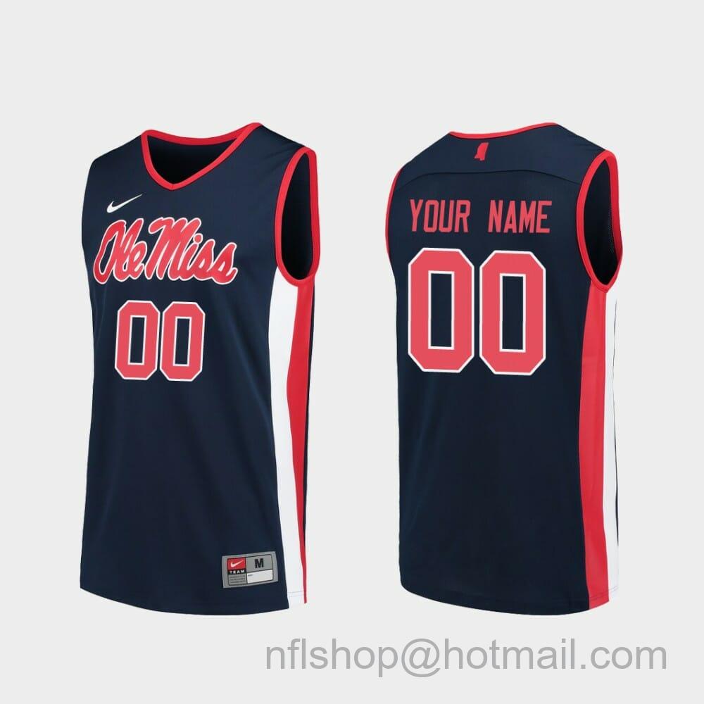 Men's Nike Custom Ole Miss Rebels Jersey Name and Number College Basketball Navy