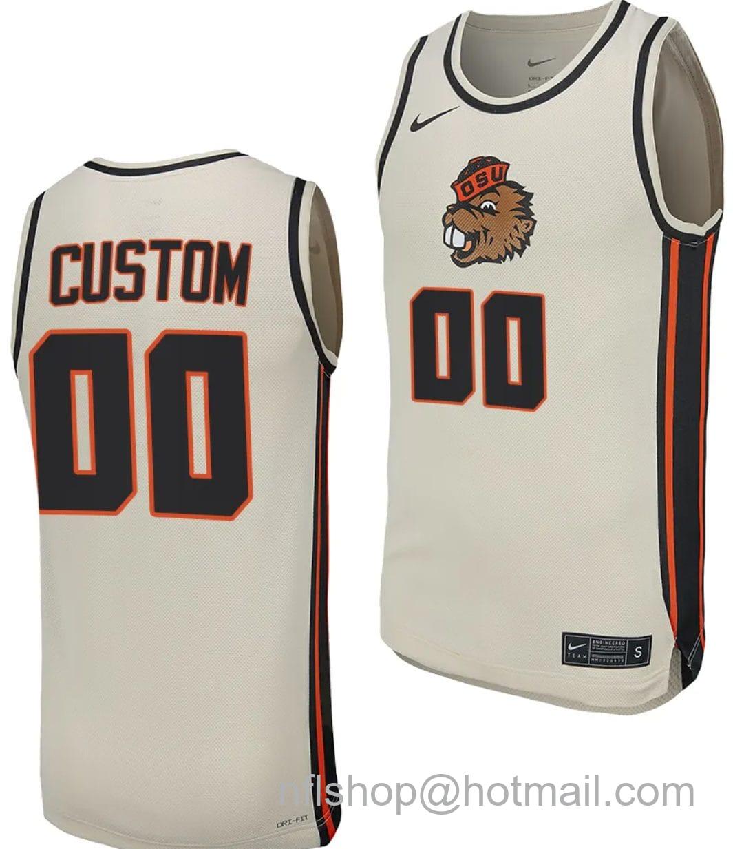 Men's Nike Custom Oregon State Beavers Jersey Name and Number College Basketball Replica uniform White