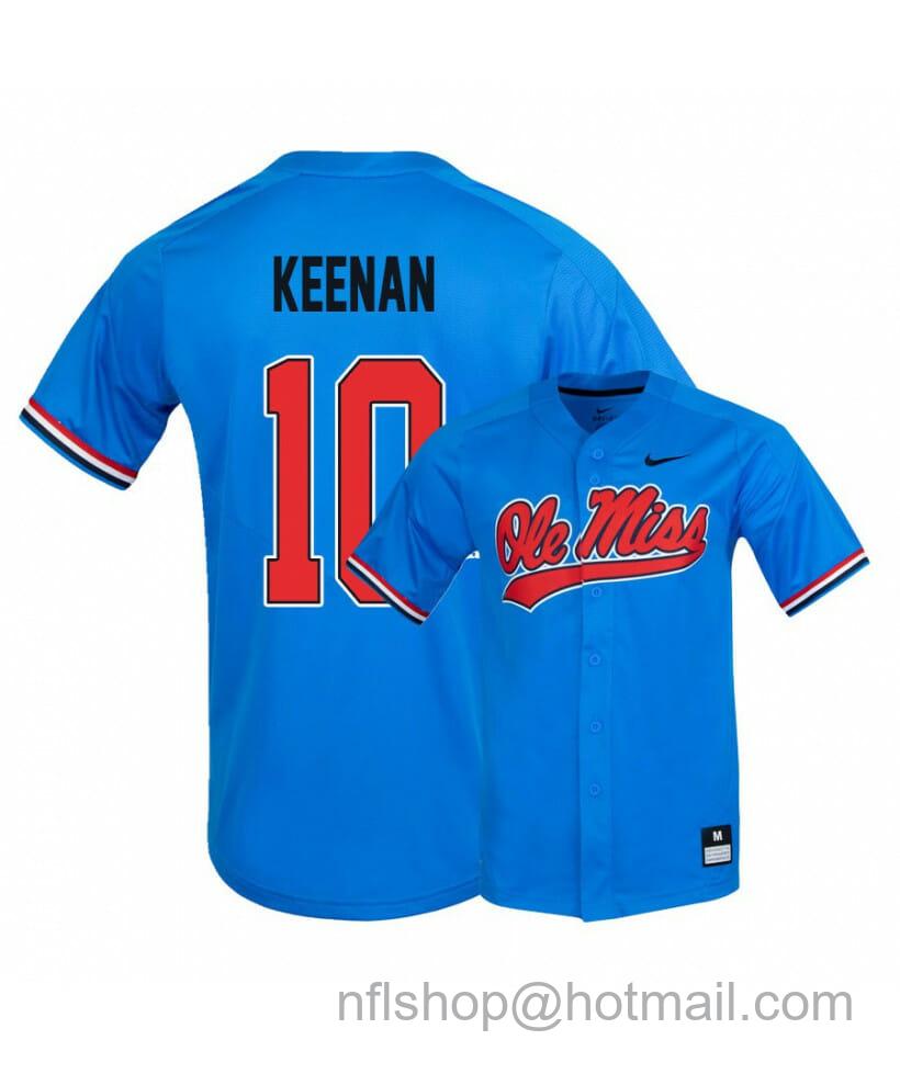 Men's Nike Ole Miss Rebels 10 Tyler Keenan Blue College Baseball Jersey