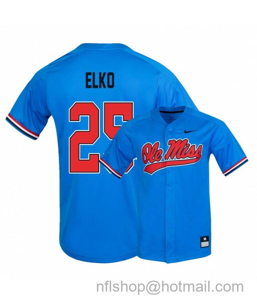 Men's Nike Ole Miss Rebels 25 Tim Elko Blue College Baseball Jersey