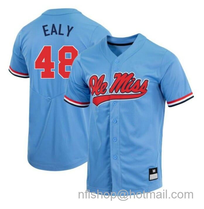 Men's Nike Jerrion Ealy Jersey Ole Miss Rebels Baseball NCAA College Blue Alumni #48