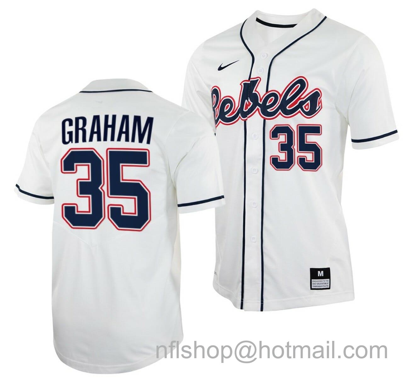 Men's Nike Kevin Graham Jersey Ole Miss Rebels College Baseball White #35