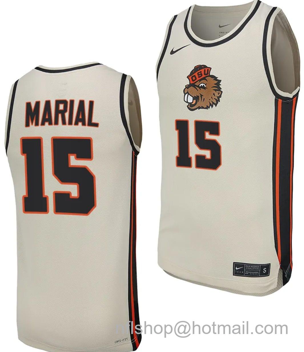 Men's Nike Chol Marial Jersey #15 Oregon State Beavers College Basketball Replica uniform White