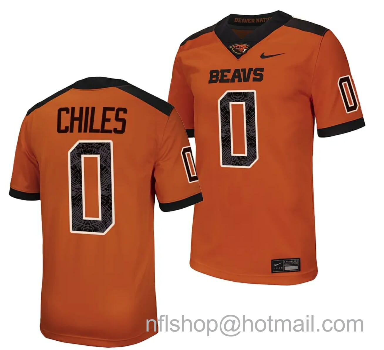 Men's Nike Oregon State Beavers Aidan Chiles Jersey #0 College Football Stitched Orange 2023